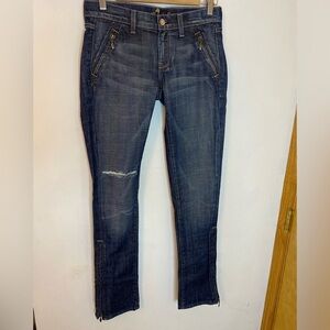 7 for all Mankind low rise ankle zip jeans